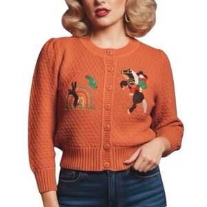 The Cropped Cardigan in Dusty Orange Vintage Inspired Piece by Mischief Made